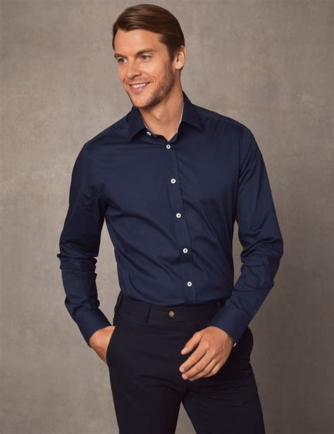 male navy blue shirt outfit.